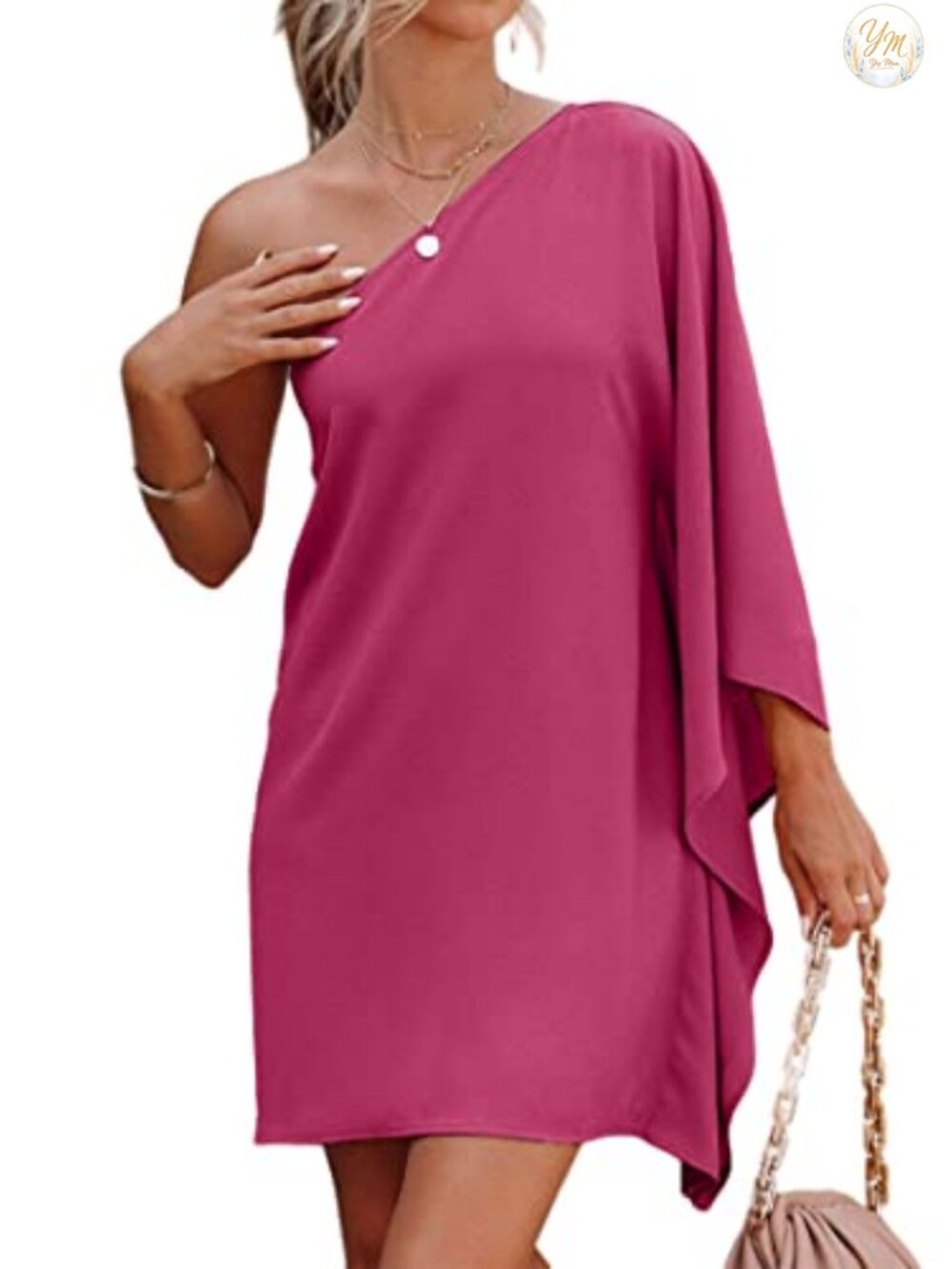 One Shoulder Ruffle Sleeve Mini Dress Evening Club Party Cocktail